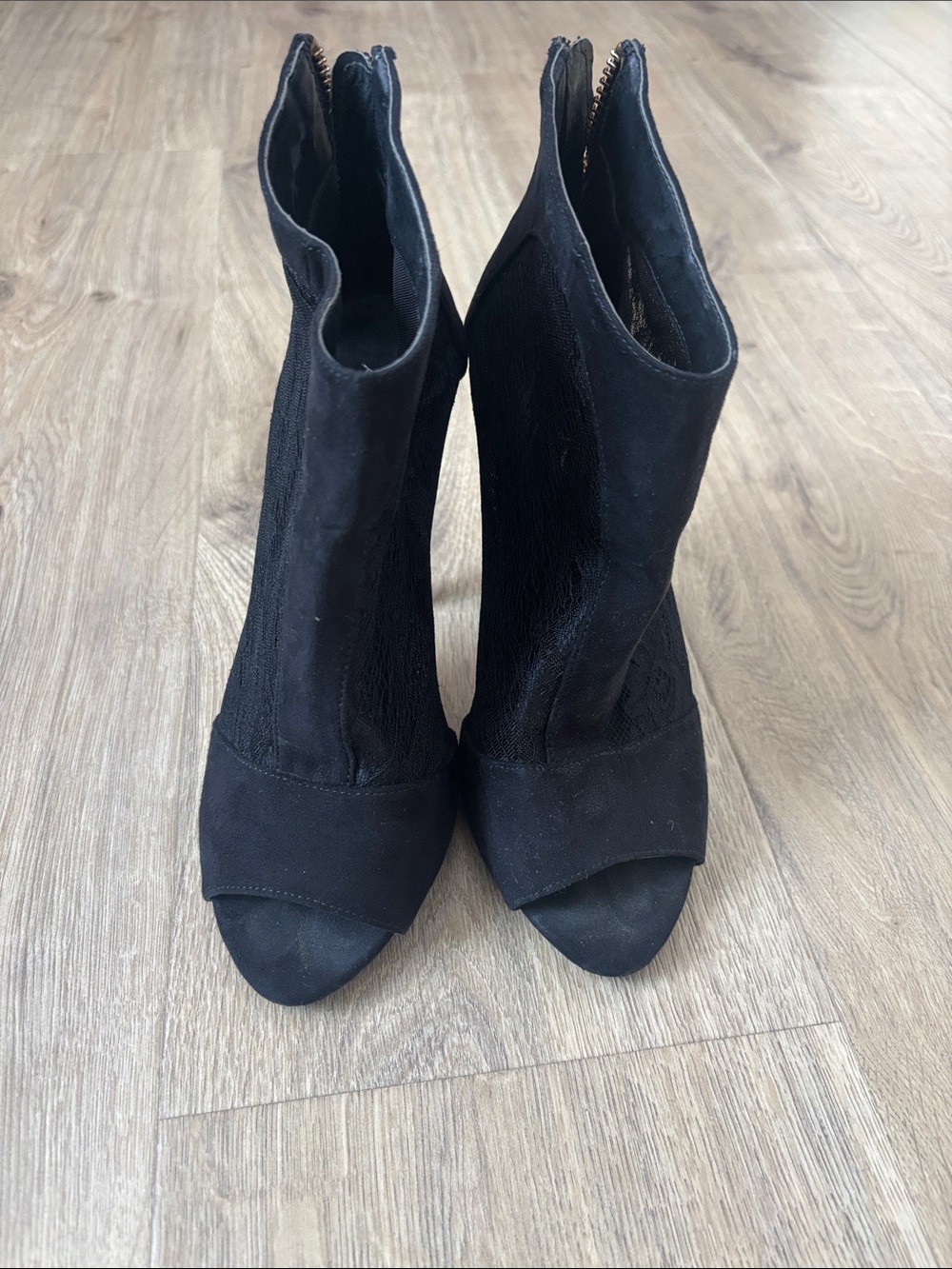 Aldo Black Open-Toe Booties